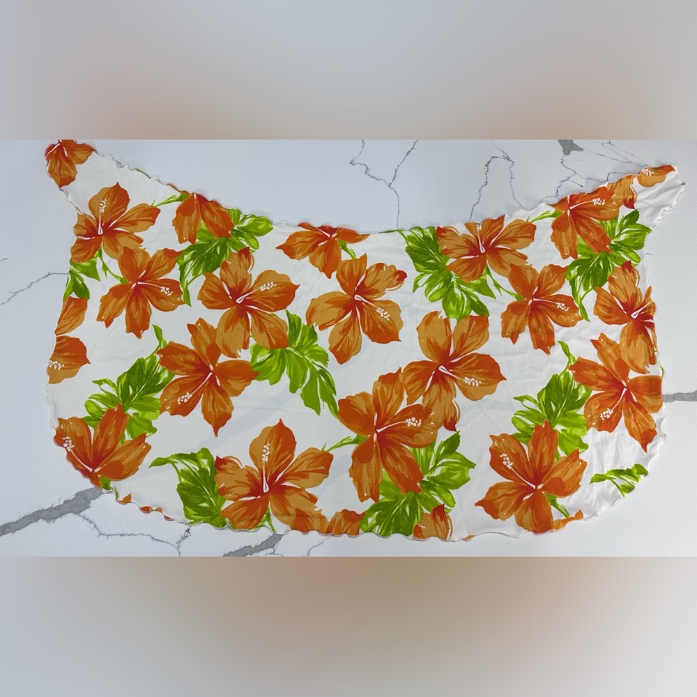 Orange Hibiscus Floral Print Swim Wrap Sarong